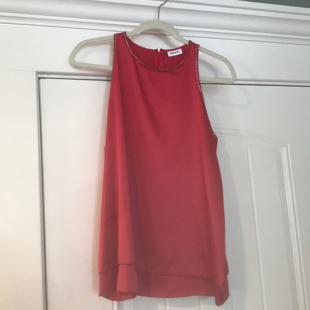 DKNYC tank with neck beading detail